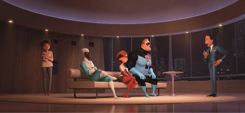 Szenenbild aus DIE UNGLAUBLICHEN 2 - INCREDIBLES 2 (2018) - Winston Deavor (Bob Odenkirk) möchte Superhelden wieder legal machen. - © 2018 Disney•Pixar. All Rights Reserved.