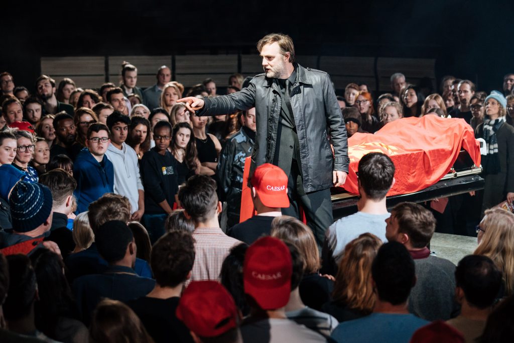 David Morrissey (Mark Anthony) -- Julius Caesar at the Bridge Theatre - Photographer credit Manuel Harlan