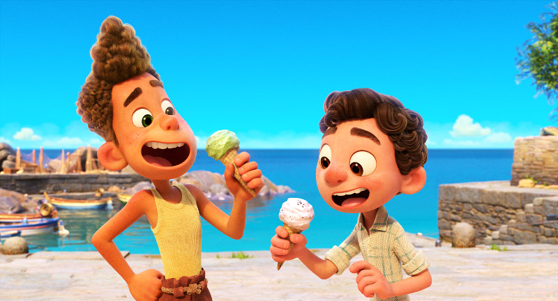 Szenenbild aus LUCA - Alberto (Jack Dylan Grazer) und Luca (Jacob Tremblay) - © 2020 Disney/Pixar. All Rights Reserved.