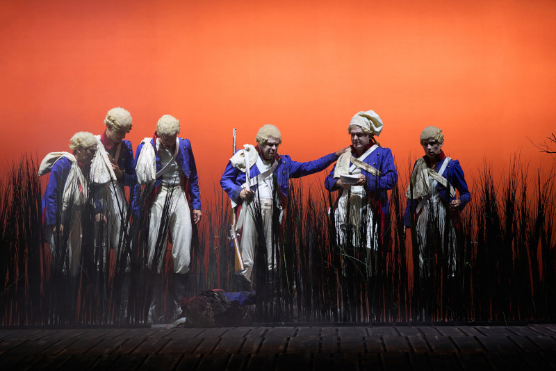 Szenenbild aus DIE LEGENDE VON SLEEPY HOLLOW - Auf dem Bild: Anja Tobler, Jacob Hagemeyer, Marcus Schäfer, Nicolas Rosat, Manuel Herwig, Pascale Pfeuti - Foto: Jos Schmid